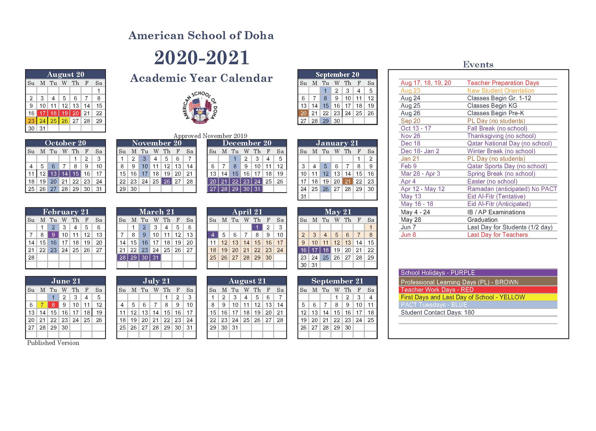 Asd Calendar 2020 2021 American School Of Doha International School In Qatar