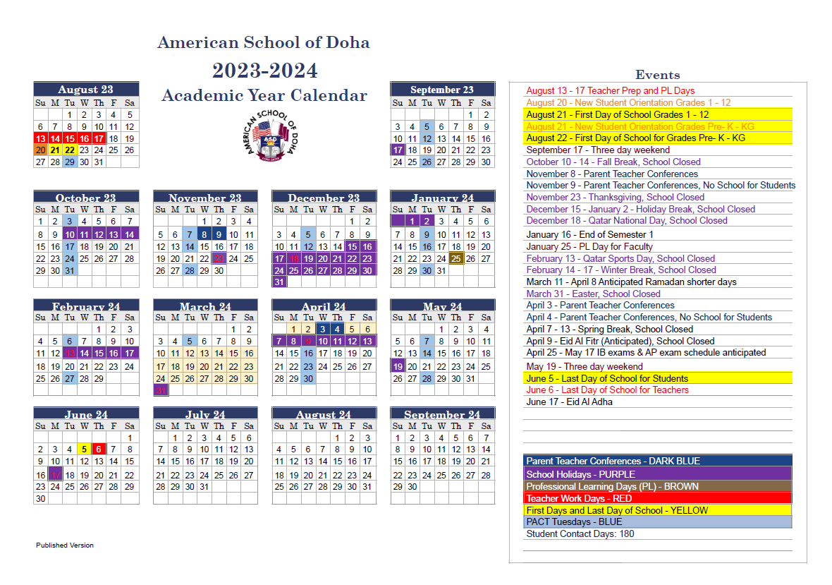 ASD Calendar Published Version - American School of Doha